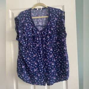 3 for $20 🌺 Reitman’s Top size 18 Navy with Blue, Pink Floral Tropical Design
